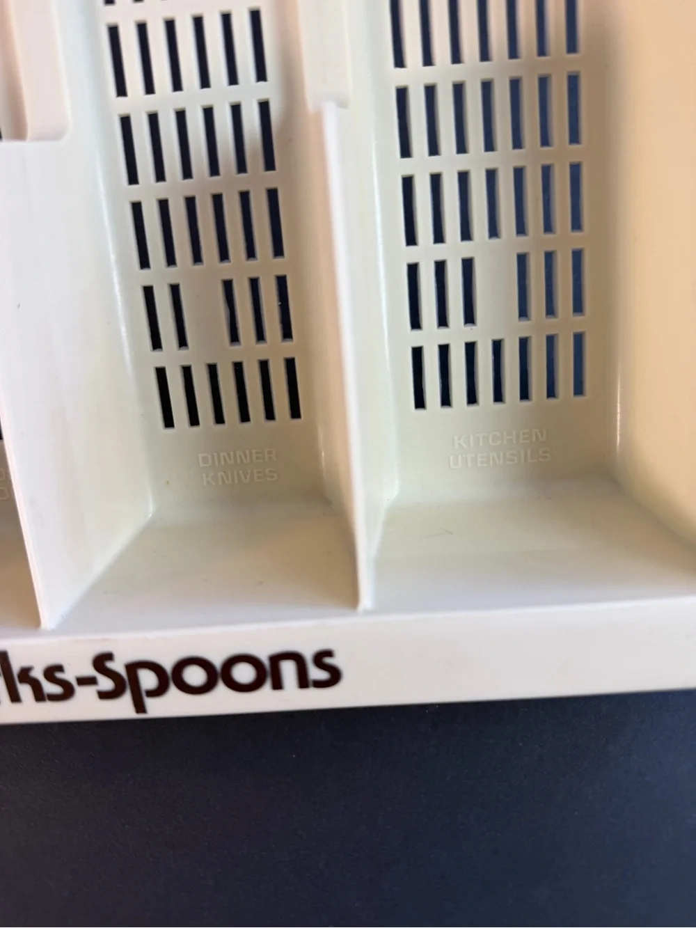 Vintage Cream Mesh Bottom Plastic Silverware Utensil Drawer Organizer Tray